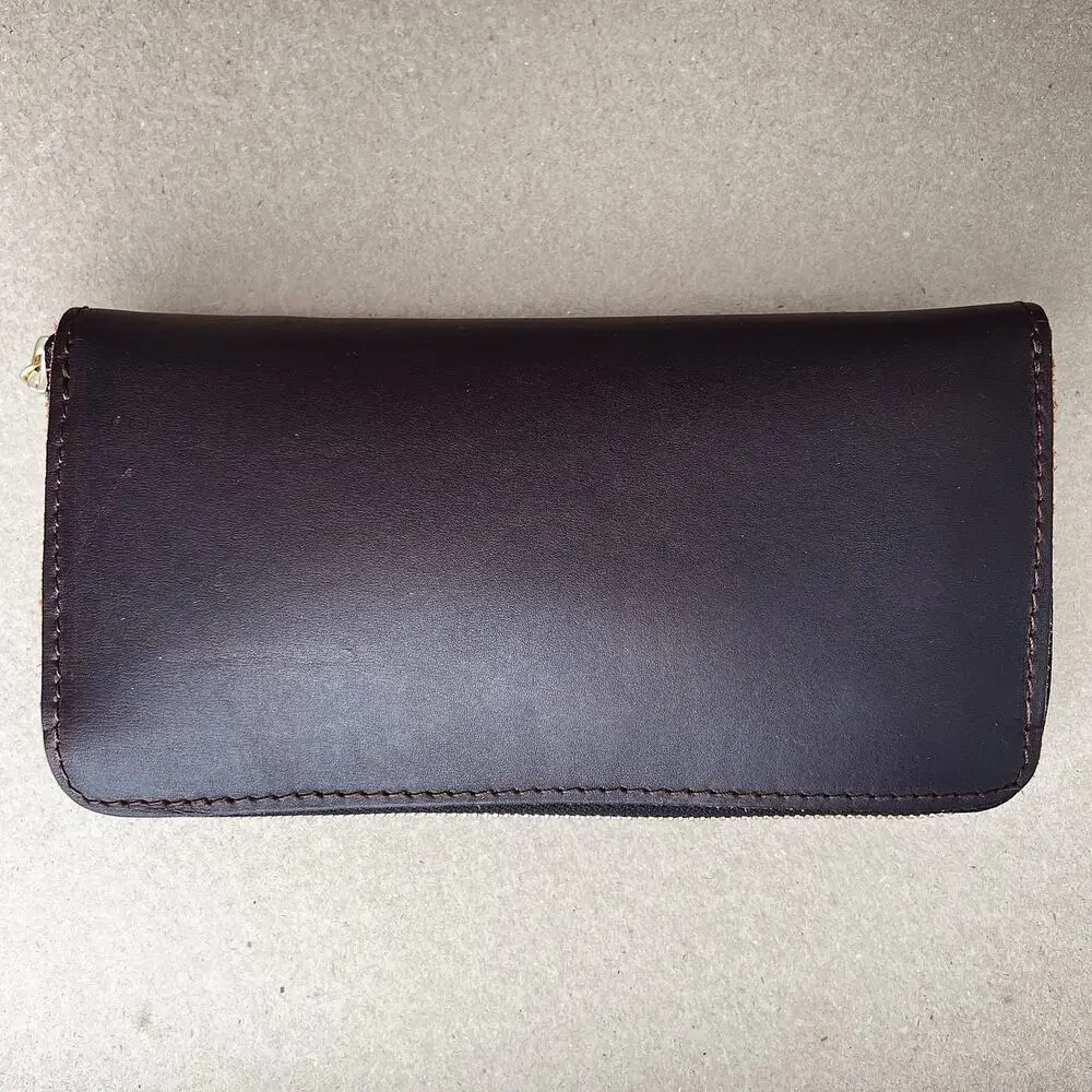 Portland Leather Goods Accordion Zip Wallet Full Grain In Grizzly MSRP $118 NWOT